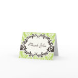 Green Damask Thank You Card
