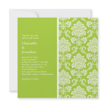 Green Damask Wedding Invitation