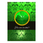 GREEN DAMASK WITH SHAMROCK ,black Personalized Announcement