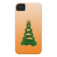 Green design pine and golden balls iPhone 4 case