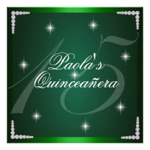 Green Diamond Sparkles Quinceañera Invitation