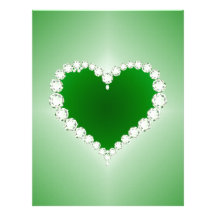 Green, Diamonds, Heart, Personalized Letterhead