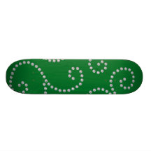 Green diamonds swirls custom skate board