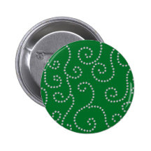 Green diamonds swirls pinback button