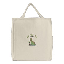 Green Dinosaur Embroidered Bags