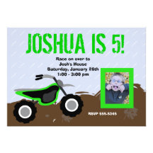 Green Dirt Bike Birthday Invitation