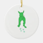 Green Dog Ears Up Ornament