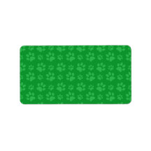 Green dog paw print pattern custom address label
