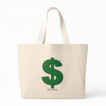 Green Dollar Sign with Beveled Style Canvas Bag