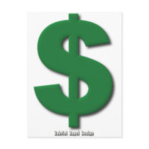 Green Dollar Sign with Beveled Style Postcards
