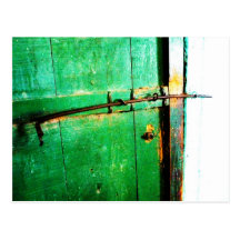 Green Door Old Lock Art Print Photo Post Card
