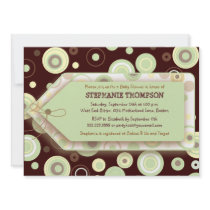 Green Dots Tag Neutral Baby Shower Invitation