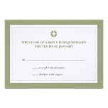 Green dotted border wedding rsvp response personalized invitation