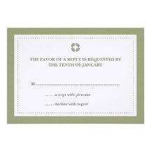 Green dotted border wedding rsvp response personalized invitation