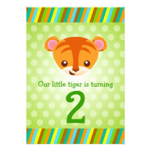 Green Dotty Tiger Invitation