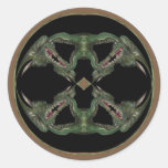 Green Dragon Kaleidoscope Round Sticker