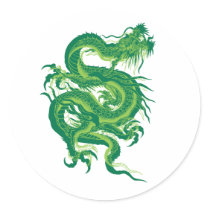 green.dragon round sticker