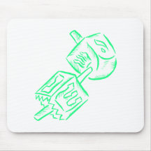 Green Dreidel Mouse Pads