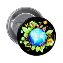 Green Earth Eco Friendly for Earth Day Buttons