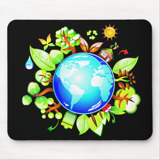 Green Earth Eco Friendly for Earth Day Mouse Pads