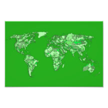 Green earth map photo print