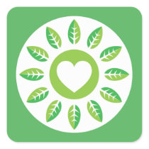 Green eco heart with leaves environmental sticker
