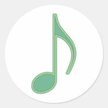 Green Eighth Note Round Stickers