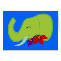 Green Elephant Greeting Cards