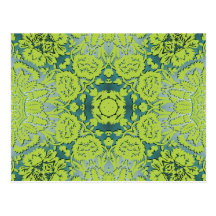 Green Embossed Damask Pattern Post Card