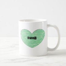 Green Envy Heart Mugs