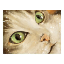 Green eyed cat cartes postales