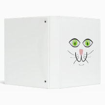 Green-Eyed Cat Face Cartoon Binders