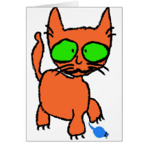 Green Eyed Cat Looks Up Greeting Card