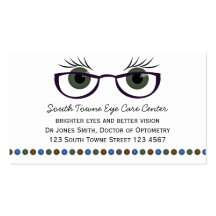 Green Eyes and Glasses Business Card Templates