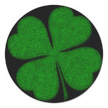 Green Fabric Textured Shamrock Design Stickers