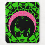 Green Face Pink Scarf Afro Mouse Pads
