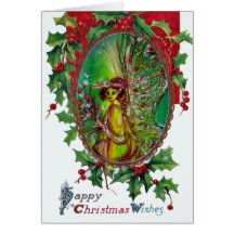 GREEN FAIRY Happy Christmas Wishes Card