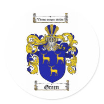 GREEN FAMILY CREST -  GREEN COAT OF ARMS STICKERS