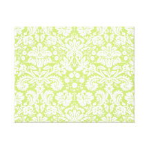 Green fancy damask pattern canvas print