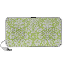 Green fancy damask pattern mini speakers