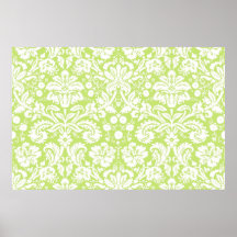 Green fancy damask pattern print