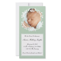 Green Fancy New Baby Photo Card