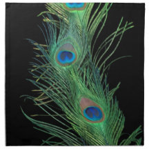Green Feathers with Black Napkin