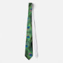 Green Feathers with Black Sill Life Neck Tie