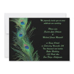Green Feathers with Black Wedding Invitation
