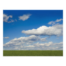 green filed, blue sky, white cloud invitations