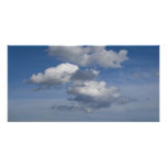 green filed, blue sky, white cloud photo card template