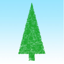 Green Fir Tree. On Blue - White. Christmas. Photo Sculptures