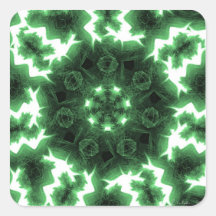 Green Flames Square Stickers