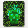 Green Flaming Skull Mouse Pad